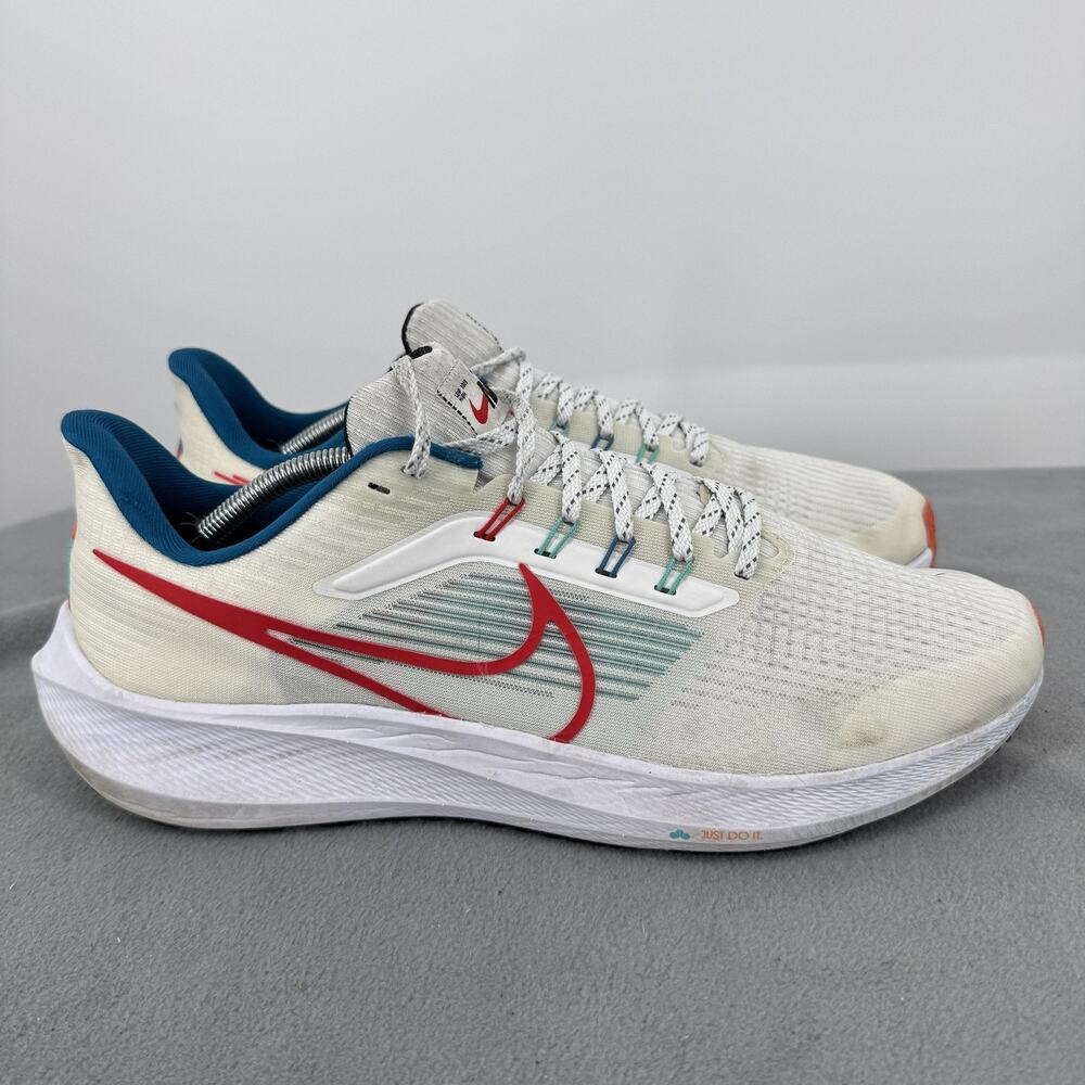Nike Air Zoom Pegasus 39 Mens Size 13 Sail Red Blue Running Shoes FD4322-161
